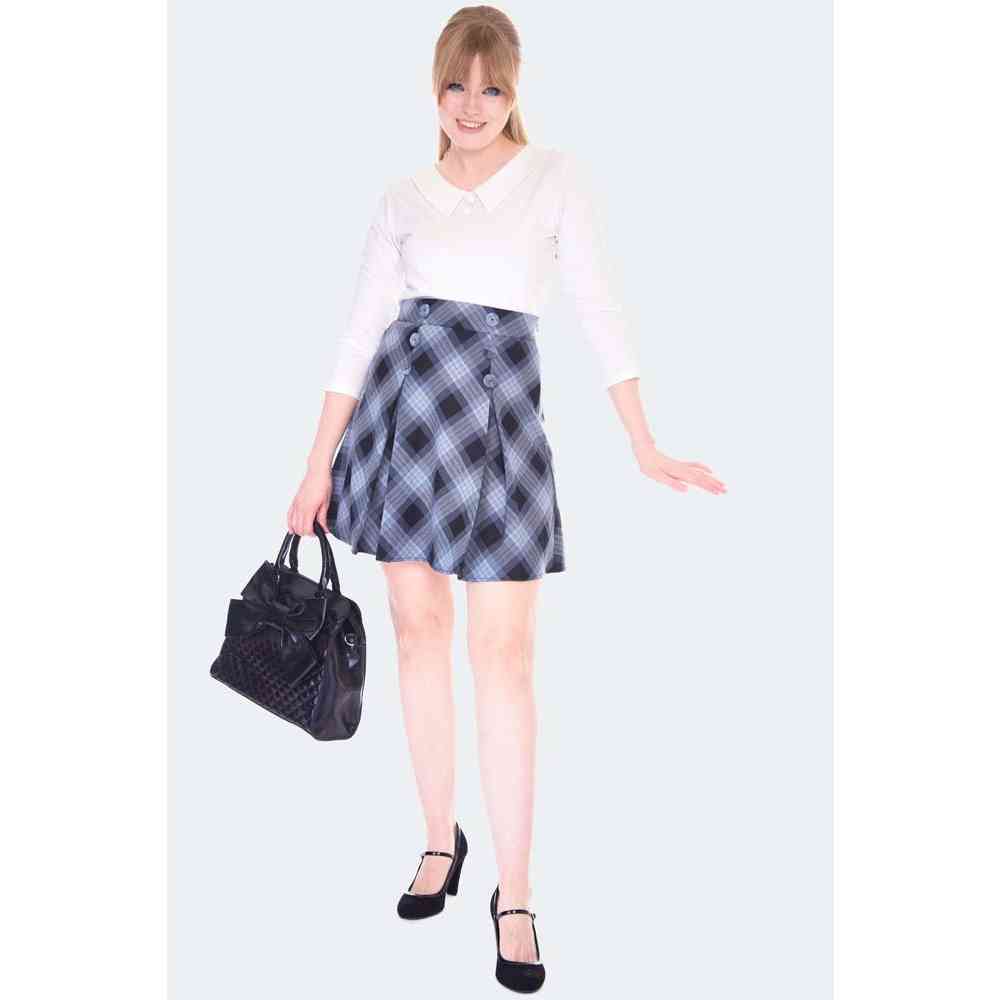 Voodoo Vixen - Wide Collar White Jersey Top à manches longues - Blanc